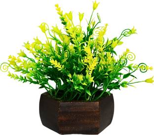 fancymart Artificial Green Leaves Plant Yellow, Multicolor Wild Flower Artificial Flower  with Pot