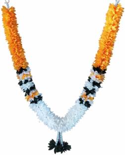 SujArta Garland, Premium Mango & White Beautiful Artificial Jasmine 21 Inch Photo Malas Yellow, White Jasmine Artificial Flower