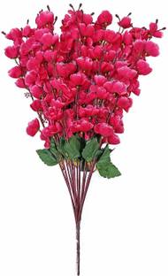 well art gallery Artificial Flowers for Home Blossom Bunch for Office Decor, Without VASE, Pink, Brown, Green Peach Blossom Artificial Flower