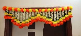 Muke garlend Orange, Yellow Marigold, Jasmine Artificial Flower