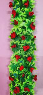 Dynamic Retail Global Artificial Hanging Flowers Plant Garlands Chain for Home Decoration Green Rose Artificial Flower