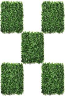 VRB Dec Pack of 5 Artificial Small Leaves Vertical Wall Grass Tiles, Wall grass panels, Grass mat for wall décor, Garden Decor, Home Decor (40 x 60 cm Each ,Green) Green Eucalyptus Artificial Flower