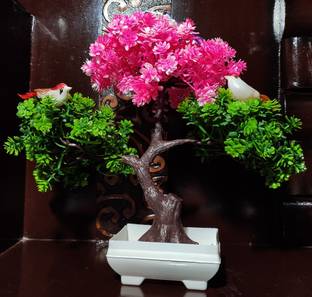 ds Pink & Green Bonsai ( Hight-30 cm) Multicolor Anthurium Artificial Flower  with Pot