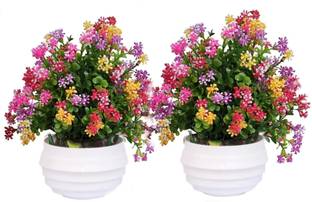 zonezer Pink, Purple Dried Twigs Artificial Flower  with Pot
