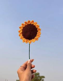 Armore Handmade Crochet Power - Yellow Sunflower Artificial Flower