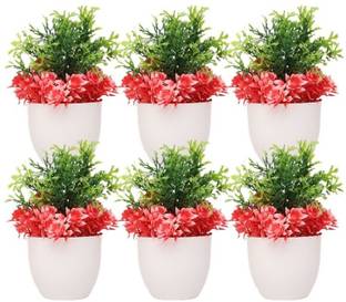 KanRaj Artificial Flower Plant With Pot pack of 6 HD4 Multicolor Wild Flower Artificial Flower  with Pot