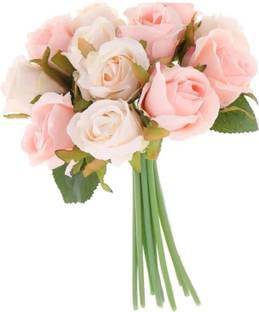 TIED RIBBONS Artificial Rose Flowers for Vase Pot Home Decorations Pink Rose Artificial Flower