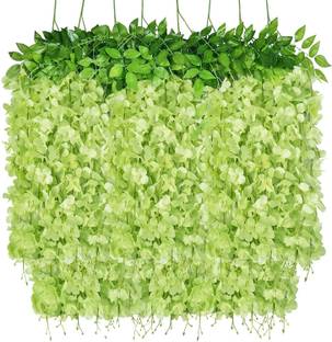 well art gallery Artificial Fake Wisteria Vine Ratta Garland Silk Home Party Wedding Decor(Green) Green Westeria Artificial Flower