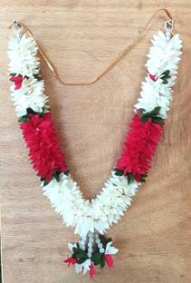 SujArta Garland, Beautiful Small Size ( Pink ) 14 Inch each side, Garland for Photos Multicolor Jasmine Artificial Flower