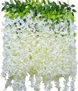 well art gallery White, Green Westeria Artificial Flower