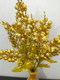 SellPlus Golden Cherry Artificial Bunch Home Living Room Office Decor Decoration Gold Cherry Artificial Flower