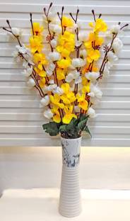 Artsy Artificial flowers for home decoration, Flower Bunch for Vase, Pot decoration Yellow, White Cherry Blossom Artificial Flower