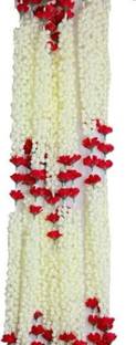 श्रेया-फैशन Jasmine Garlands String for Home Decoration Festive, Diwali - Pack of 5 सफेद, लाल जैस्मिन, गुलाब का फूल नक़ली फूल