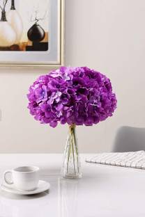 well art gallery Hydrangea Silk Fake Heads for Decoration Wedding Home Party Room Decor(Purple,5) Purple Hydrangea Artificial Flower