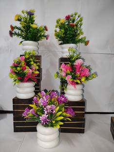 Jaymaa Collection Multicolor, Green Wild Flower Artificial Flower  with Pot