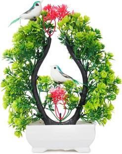 youlite Artificial Plants With Bird For Room Decoration, Home, Bedroom, House & Office Bonsai Wild Artificial Plant  with Pot