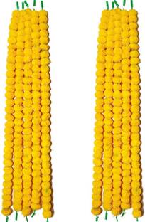 juipters 10 yellow string with Shubh Labh Yellow Marigold Artificial Flower
