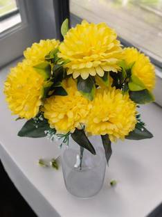 Mooz 7 Sun Yellow Flower Bunch Artificial for Vase Yellow Chrysanthemum Artificial Flower