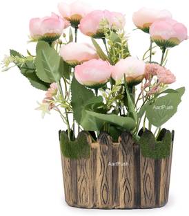 AartPush artificial flowers pack of 1 Pink Rose Artificial Flower  with Pot