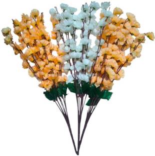 FSK White, Yellow Orchids Artificial Flower