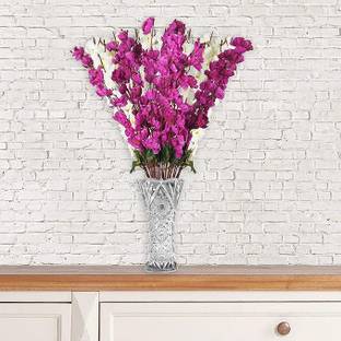 Ryme Combo Of White And Purple Artificial Flower Bunch For Home Decoration Showpiece (Pack Of 2) White, Purple Orchids Artificial Flower