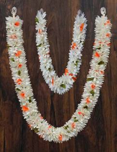 ASTRO PLUS Gurram Multicolor Handmade Garland flower Mala Combo 22 & 14 Inches White Lily Artificial Flower