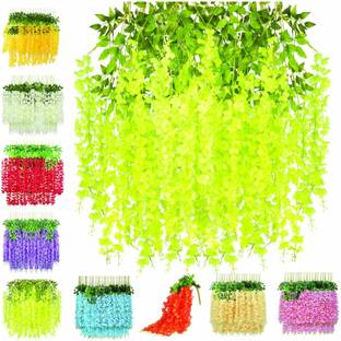 mobies Artificial Wisteria Vine Ratta Fake Wisteria Hanging Flower Green Westeria Artificial Flower