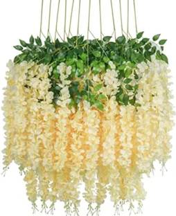 MIFADECOR Artificial Hanging Wisteria Vine Flowers(3.5ft)Long for All Types of Occassions Beige Westeria Artificial Flower