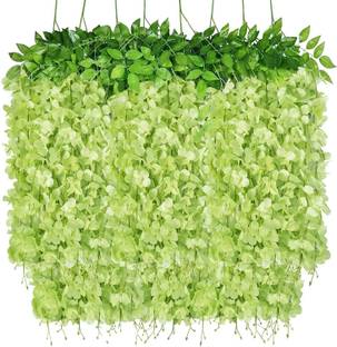 well art gallery 4 Artificial wisteria hanging flower for home wedding hotel indoor outdoor decor Green Westeria Artificial Flower