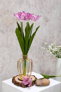 Satyam Kraft 3 Piece Lily Artificial Flowers Sticks for for Home Decoration Purple Lily Artificial Flower