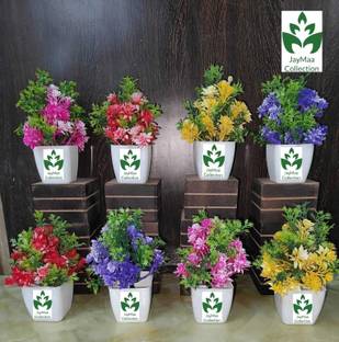 Jaymaa Collection Artificial Flower Multicolor With Pot For Home ,Office And Garden Decor Multicolor Wild Flower Artificial Flower  with Pot