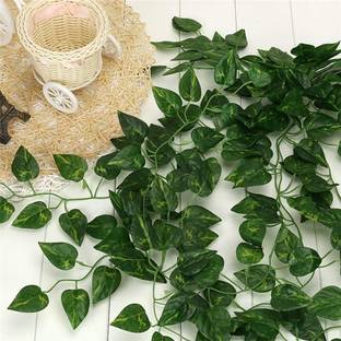 Dekorly Artificial Green Leaf Vine Money Plant Hanging, Artificial Creeper Leaf Vine Green Eucalyptus Artificial Flower