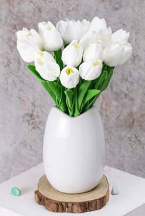 prajna White Tulips Artificial Flower