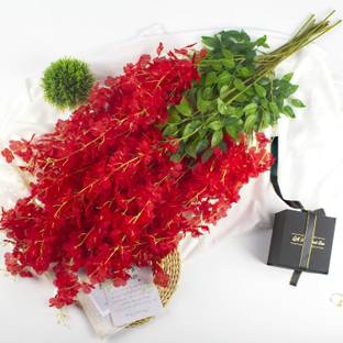 well art gallery Artificial Wisteria Vine Fake Wisteria Home Party Wedding Decor(Pack of 4,Red) Red Westeria Artificial Flower