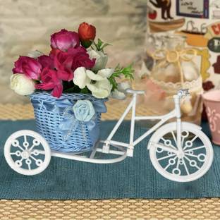 लव एंड जॉय Romentice Cycle gifts foe wife & girlfriends Special Occasion नीला गुलाब का फूल नक़ली फूल पॉट के साथ
