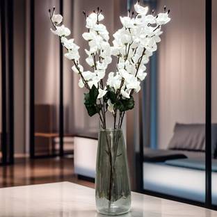 Akaar Akaar White Blossom Bunch- Pack of 1 White Cherry Blossom Artificial Flower