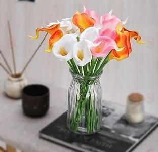 Satyam Kraft Artificial Flower Rubber Lily Sticks (5Sticks pink/orange/white) Pink, Orange, White Lily Artificial Flower