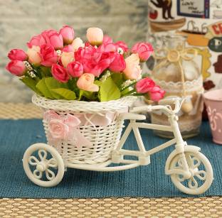 TIED RIBBONS Decorative Artificial Peony Flowers with Cycle Vase Home Decoration Gift Item Multicolor Peony Artificial Flower  with Pot