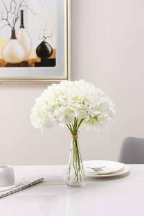 well art gallery 5 hydrangea with Stems for Wedding Office Shower Decor Hotel Banquet Home Decor White Hydrangea Artificial Flower