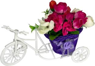 Love And Joy Romentice cycle gifts for wife & girlfriends Special occasion Purple Rose Artificial Flower  with Pot