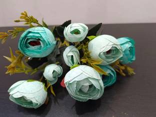 DNEnterprises Artificial Rose Flower Bunch for Vase Living Room Home office Decor(1Pc, 35cm) Blue Rose Artificial Flower