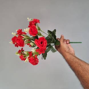 Ramarch Bunch for Home, Office, Vase & Table Decoration (1 Bunch) Red Pear Blossom Artificial Flower