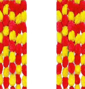 Onlinehozari Yellow, Red Marigold Artificial Flower