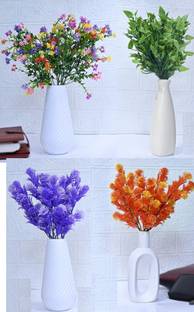 Anuash Set of 4 Pcs Artificial Bunch Flowers for Vase Decorative Items for Home Décor Multicolor Peach Blossom Artificial Flower