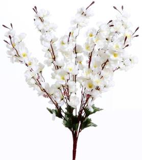 KOONIV Artificial White Orchid Flower Bunch For Home Decor -22inch White Orchids Artificial Flower