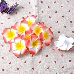 SHIVAMKRAFT 12 Pcs Artificial Red Fake Foam Hawaii Frangipani Beach Floating Flowers Red Frangipani Artificial Flower
