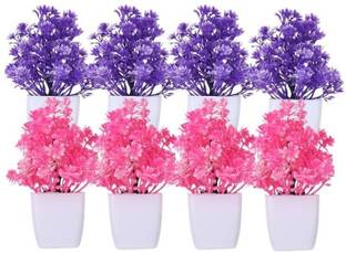 KanRaj Artificial Flower Plant With Pot pack of 8 HD8 Multicolor Wild Flower Artificial Flower  with Pot