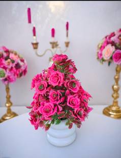 TinaDecor pink purple home/office/table artificial flower for decoration Purple, Pink, White, Green Camellia Rose Artificial Flower  with Pot