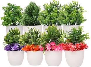 KanRaj Artificial Flower Plant With Pot pack of 8 HD6 Multicolor Wild Flower Artificial Flower  with Pot