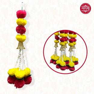 sadhna Red, Yellow Marigold Artificial Flower
